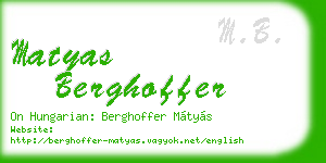 matyas berghoffer business card